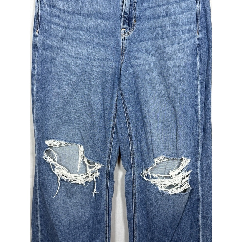 American Eagle Jeans Womens 10 Wide Leg Baggy Denim Super High Rise Distressed - Picture 3 of 11